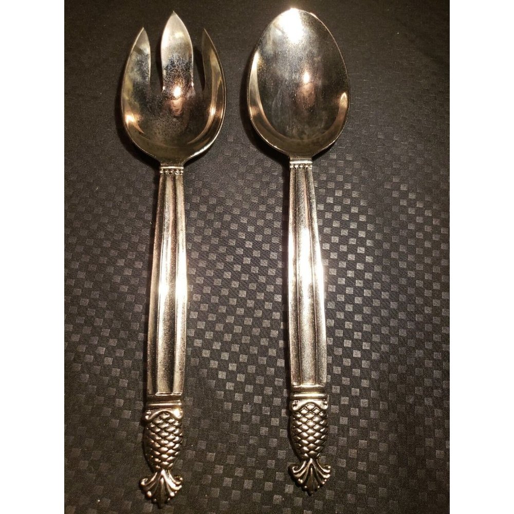 GODINGER SILVER ART Co. Utensils Salad Serving Spoon & Fork Pineapple Design 11"